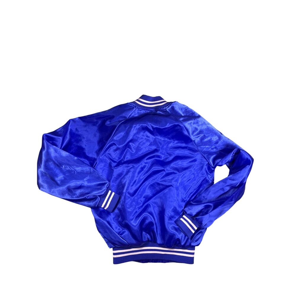 Vintage 90s WearGuard Bomber Jacket USA Made Royal Blue White Nylon Small - Picture 2 of 4